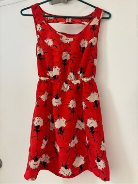 👗Red Floral Sleeveless Sundress